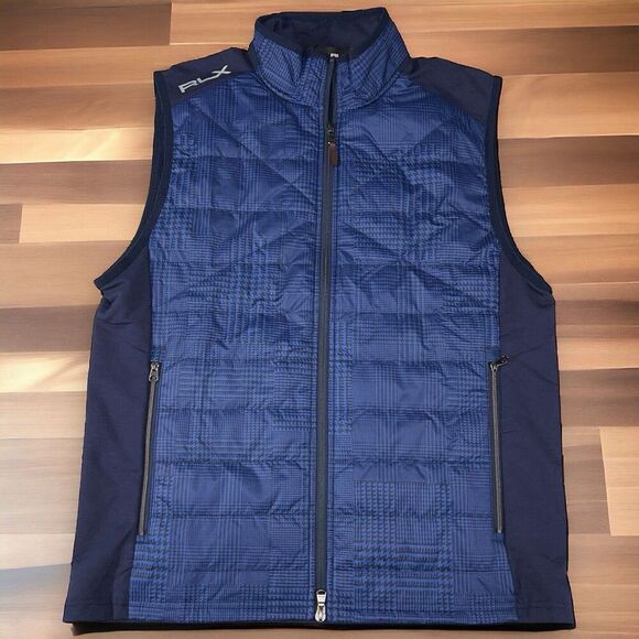 RLX Ralph Lauren Mens Medium Quilted Golf Vest Full Zip Wool Blend NEW $228 - Picture 1 of 13